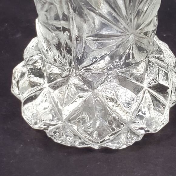 Vtg Glass Toothpick Holder Sawtooth Trim Diamond Minimalist Decor - Picture 3 of 9